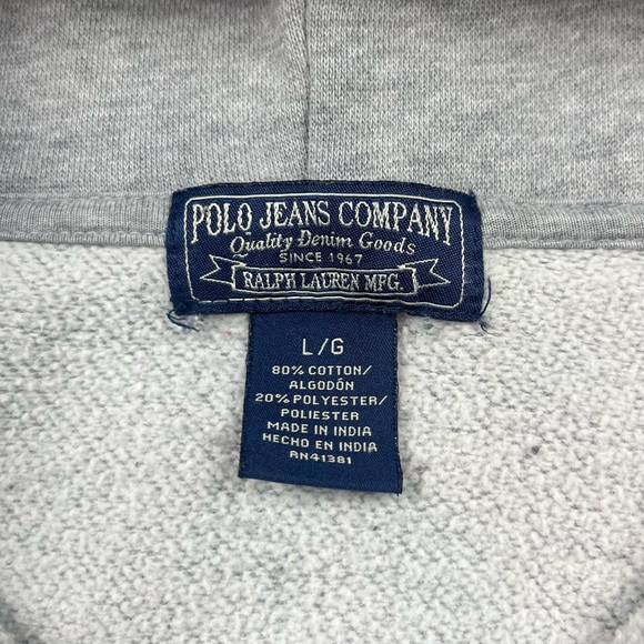 Vtg Polo Jeans Ralph Lauren Mens Hoodie Sweatshirt Sz Large Y2K Full Zip RL B9 - Picture 3 of 8